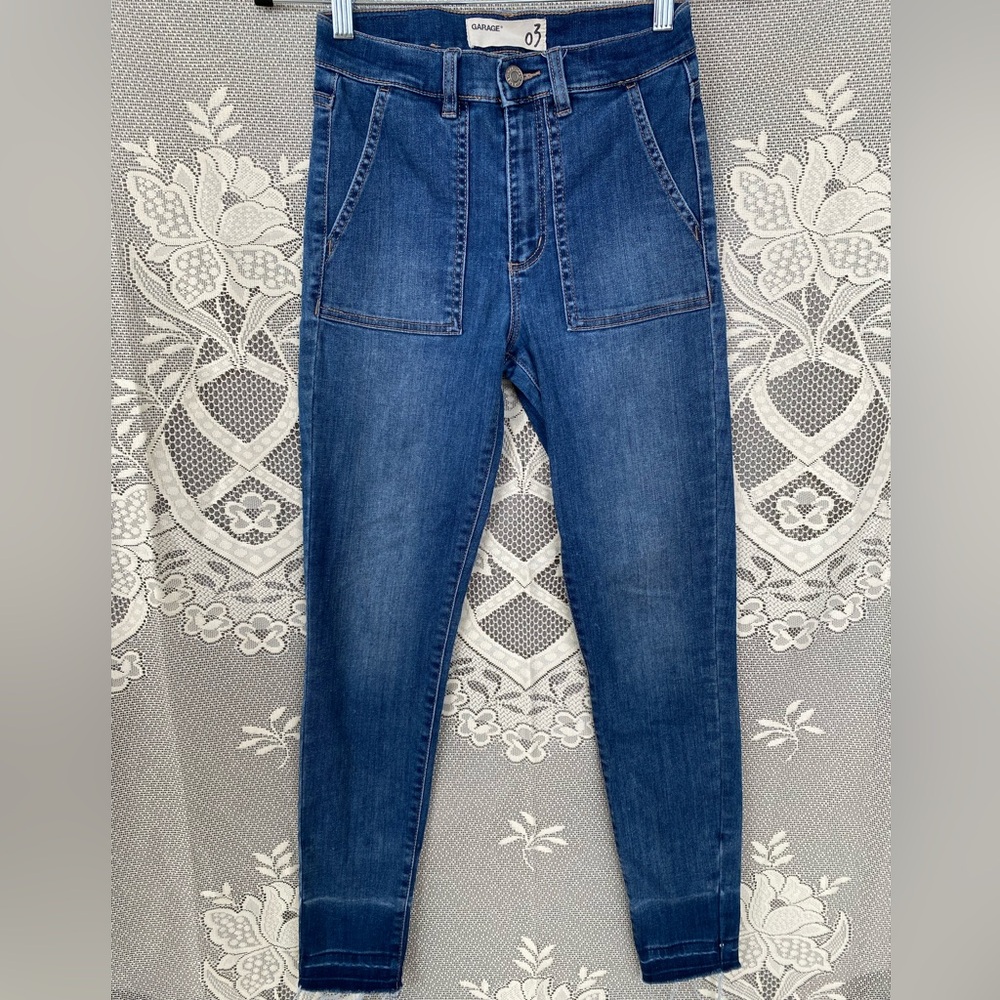 Garage Women's Dark Blue Skinny Jeans w. Front Patch Pockets